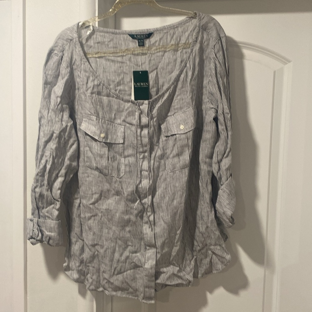🆕Women’s Ralph Lauren 100% Linen blouse. Size XL. NWT